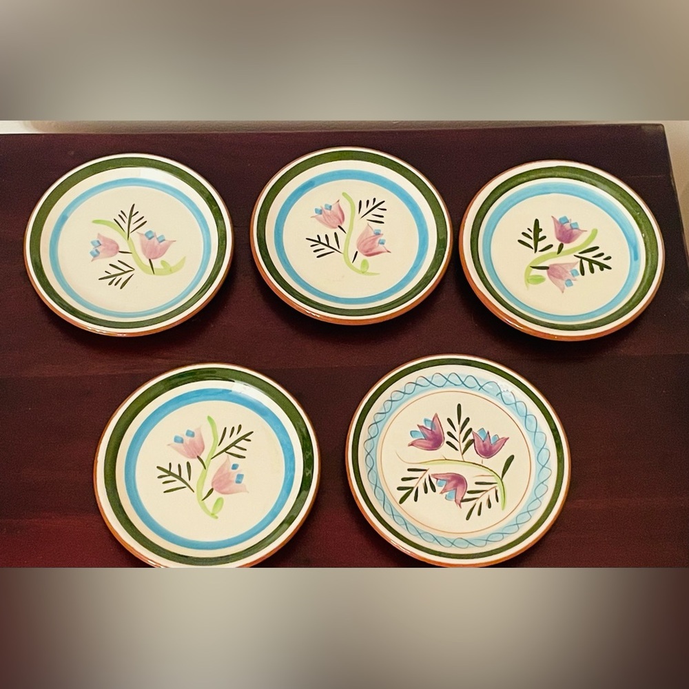 Retro Stangl Pottery Ceramic Hand Painted Floral 5”Coasters: Set of 9